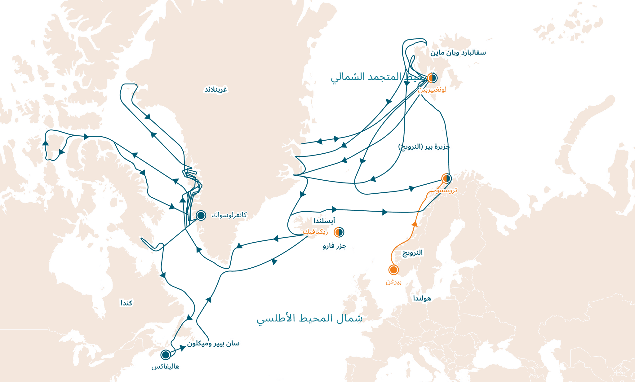 Arctic expeditions route map